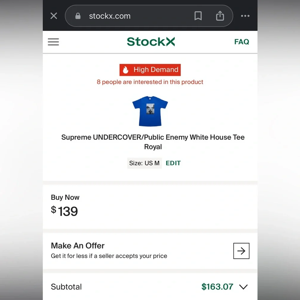 Supreme UNDERCOVER/Public Enemy White House Tee - Picture 10 of 11